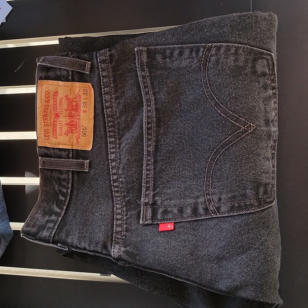 Men's 38x32 505 Regular Fit Black Levi Jeans